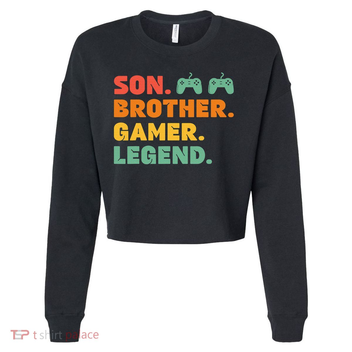 Funny Gamer Son Big Brother Gaming Legend Gift Boys Teens Cropped Pullover Crew