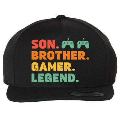 Funny Gamer Son Big Brother Gaming Legend Gift Boys Teens Wool Snapback Cap