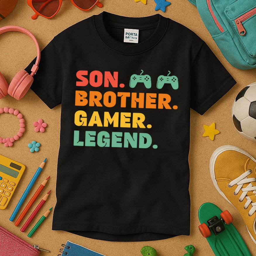 Funny Gamer Son Big Brother Gaming Legend Gift Boys Teens Kids T-Shirt