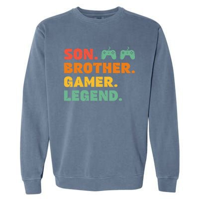 Funny Gamer Son Big Brother Gaming Legend Gift Boys Teens Garment-Dyed Sweatshirt