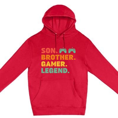 Funny Gamer Son Big Brother Gaming Legend Gift Boys Teens Premium Pullover Hoodie