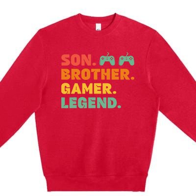 Funny Gamer Son Big Brother Gaming Legend Gift Boys Teens Premium Crewneck Sweatshirt