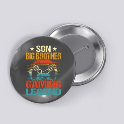 Funny Gamer Son Big Brother Gaming Legend Gift Boy Teens Button