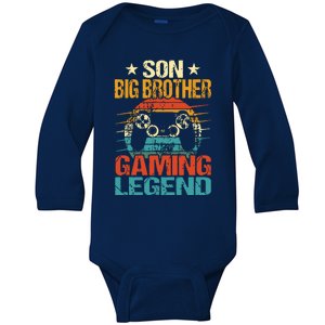 Funny Gamer Son Big Brother Gaming Legend Gift Boy Teens Baby Long Sleeve Bodysuit