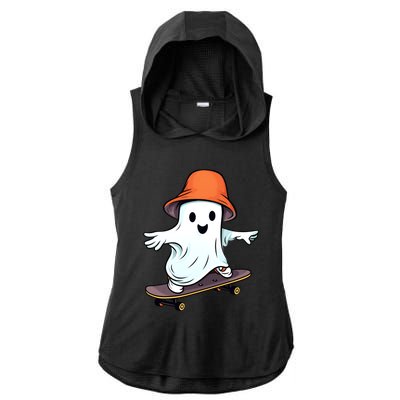 Funny Ghost Skateboard Skateboarding Retro Halloween Costume Gift Ladies PosiCharge Tri-Blend Wicking Draft Hoodie Tank