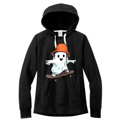 Funny Ghost Skateboard Skateboarding Retro Halloween Costume Gift Women's Fleece Hoodie