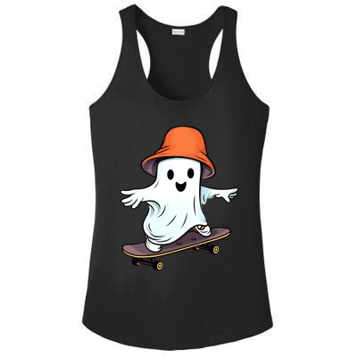 Funny Ghost Skateboard Skateboarding Retro Halloween Costume Gift Ladies PosiCharge Competitor Racerback Tank