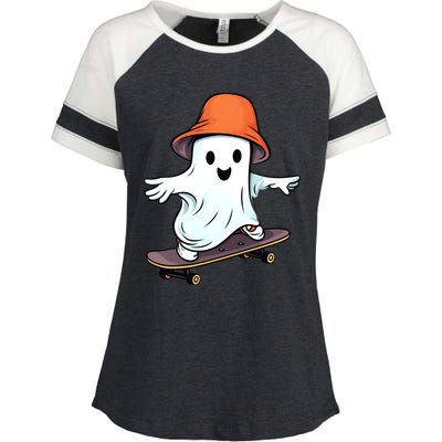 Funny Ghost Skateboard Skateboarding Retro Halloween Costume Gift Enza Ladies Jersey Colorblock Tee