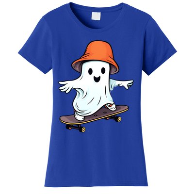 Funny Ghost Skateboard Skateboarding Retro Halloween Costume Gift Women's T-Shirt