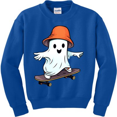 Funny Ghost Skateboard Skateboarding Retro Halloween Costume Gift Kids Sweatshirt