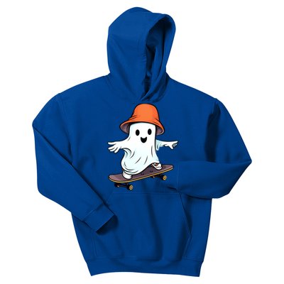 Funny Ghost Skateboard Skateboarding Retro Halloween Costume Gift Kids Hoodie