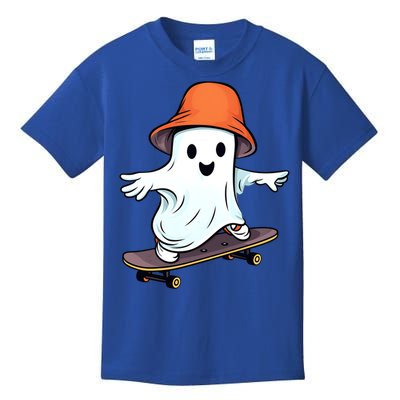 Funny Ghost Skateboard Skateboarding Retro Halloween Costume Gift Kids T-Shirt