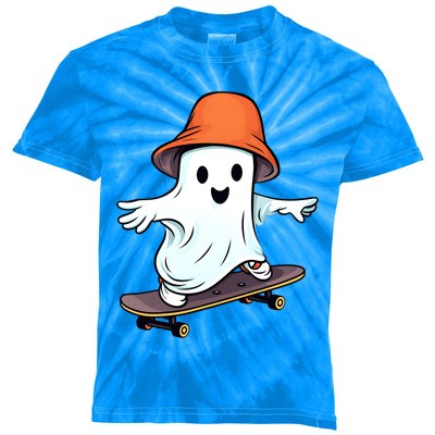 Funny Ghost Skateboard Skateboarding Retro Halloween Costume Gift Kids Tie-Dye T-Shirt