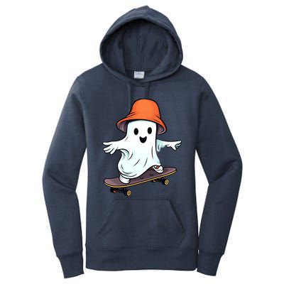 Funny Ghost Skateboard Skateboarding Retro Halloween Costume Gift Women's Pullover Hoodie