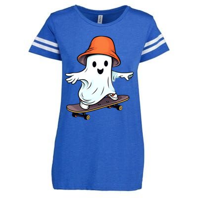 Funny Ghost Skateboard Skateboarding Retro Halloween Costume Gift Enza Ladies Jersey Football T-Shirt