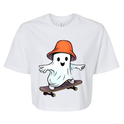 Funny Ghost Skateboard Skateboarding Retro Halloween Costume Gift Bella+Canvas Jersey Crop Tee