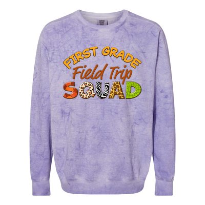 First Grade Students School Zoo Field Trip Squad Matching Colorblast Crewneck Sweatshirt