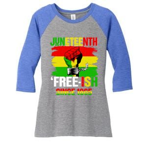 Freemeaningful Giftish Since 1865 Pan African American Flag Juneteenth Meaningfu Women's Tri-Blend 3/4-Sleeve Raglan Shirt