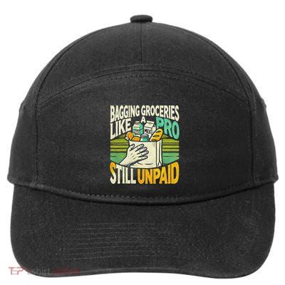 Funny Grocery Self Checkout Shopping Meme Shoppers 7-Panel Snapback Hat