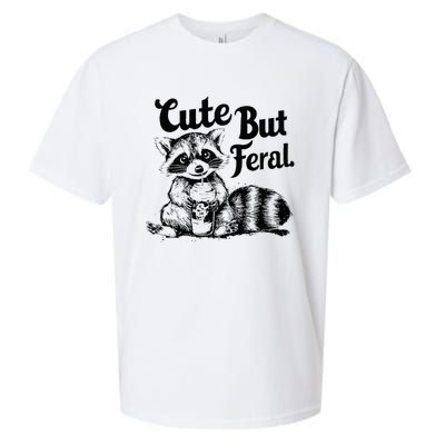 Feral Girl Summer Funny Meme Cute But Feral Raccoon Vacation Sueded Cloud Jersey T-Shirt