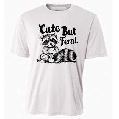 Feral Girl Summer Funny Meme Cute But Feral Raccoon Vacation Cooling Performance Crew T-Shirt