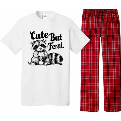 Feral Girl Summer Funny Meme Cute But Feral Raccoon Vacation Pajama Set