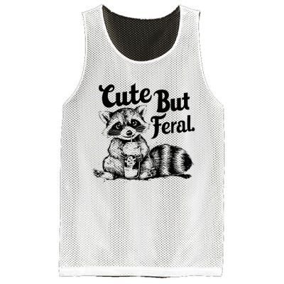 Feral Girl Summer Funny Meme Cute But Feral Raccoon Vacation Mesh Reversible Basketball Jersey Tank