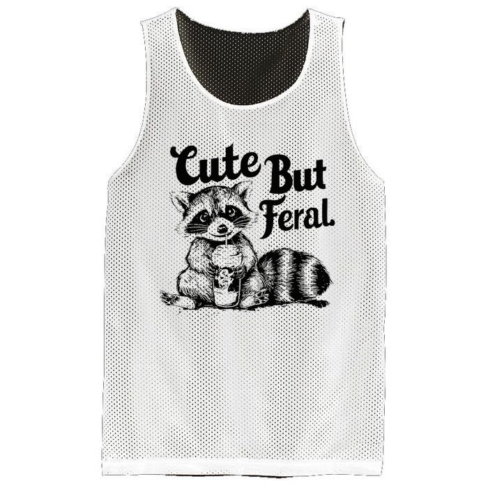 Feral Girl Summer Funny Meme Cute But Feral Raccoon Vacation Mesh Reversible Basketball Jersey Tank