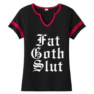 Fat Goth Slut Stylized Big Ladies Halftime Notch Neck Tee