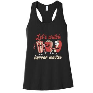 Funny Ghost Skeleton Lets Watch Horror Movies Halloween Gift Women's Racerback Tank