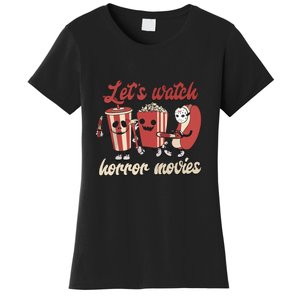 Funny Ghost Skeleton Lets Watch Horror Movies Halloween Gift Women's T-Shirt