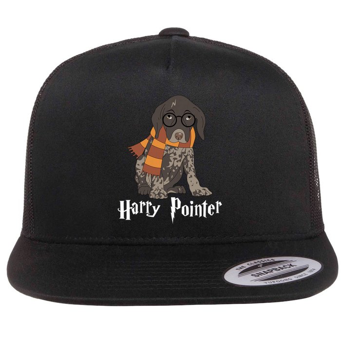 Funny German Shorthaired Pointer Harry Pointer Flat Bill Trucker Hat