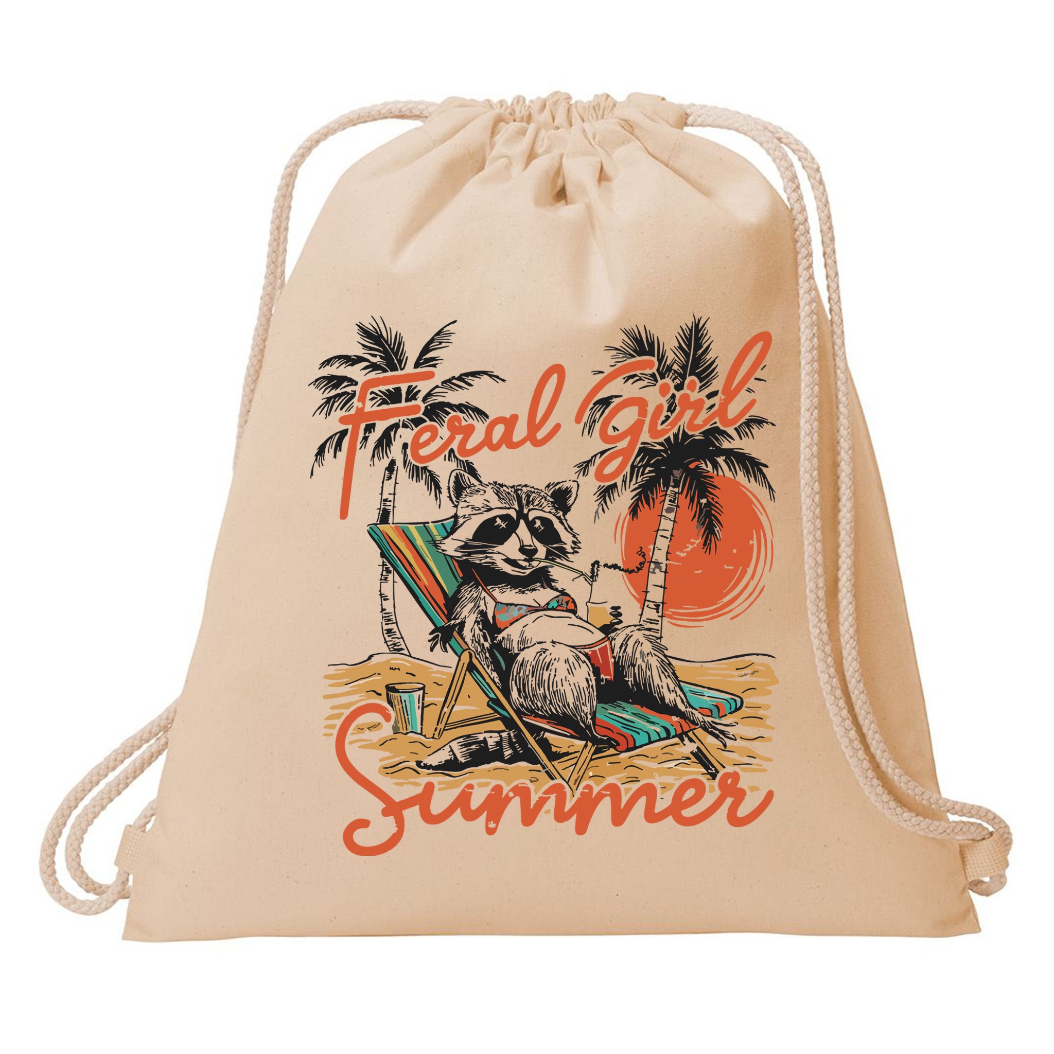 Feral Girl Summer Drawstring Bag