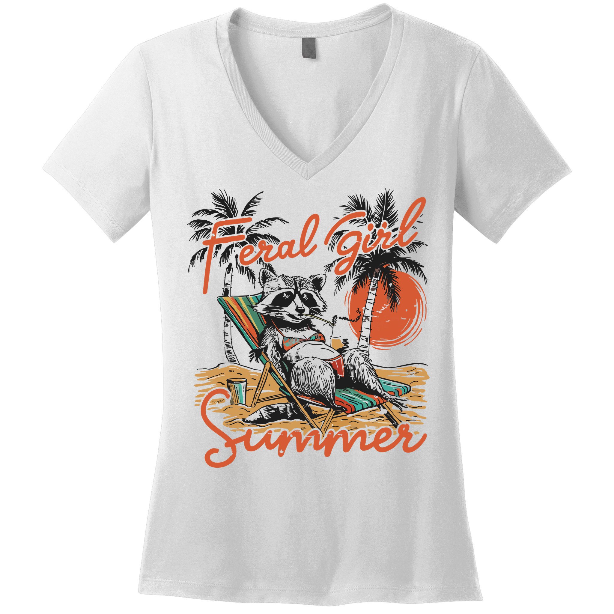Feral Girl Summer Women's V-Neck T-Shirt