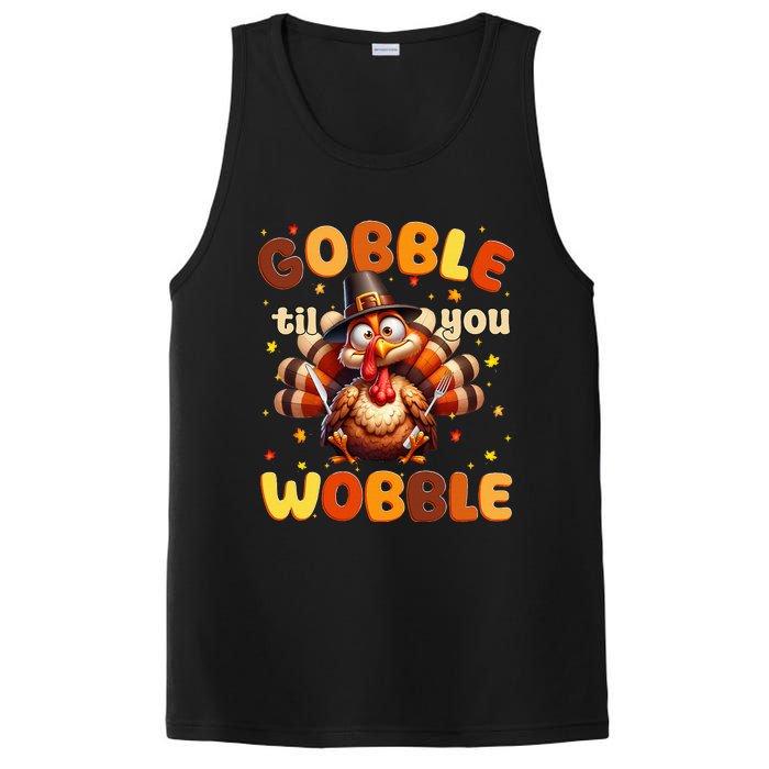 Funny Gobble Til You Wobble Thanksgiving Turkey PosiCharge Competitor Tank