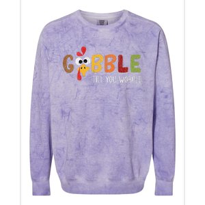 Funny Gobble Turkey Matching Family Thanksgiving Party Pajama Colorblast Crewneck Sweatshirt