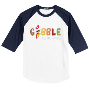 Funny Gobble Turkey Matching Family Thanksgiving Party Pajama Baseball Sleeve Shirt