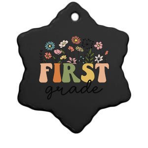 First Grade Teacher Wildflower Back To School Floral Outfits Ceramic Star Ornament