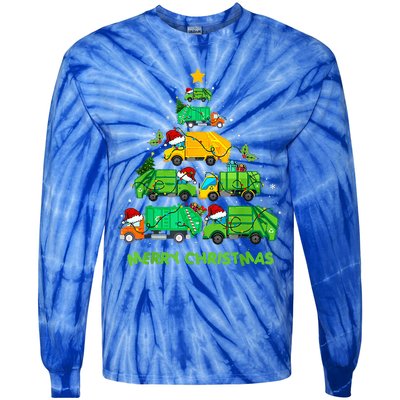 Funny Garbage Truck Christmas Tree Ornament Decor Tie-Dye Long Sleeve Shirt