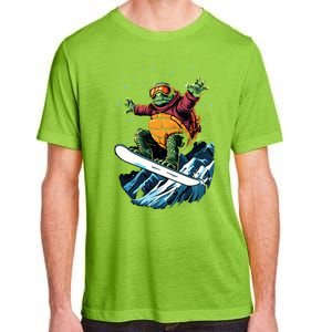 Funny Gift Turtle On A Snowboard Snowboarding Adult ChromaSoft Performance T-Shirt