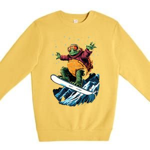 Funny Gift Turtle On A Snowboard Snowboarding Premium Crewneck Sweatshirt