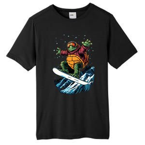 Funny Gift Turtle On A Snowboard Snowboarding Tall Fusion ChromaSoft Performance T-Shirt