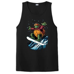 Funny Gift Turtle On A Snowboard Snowboarding PosiCharge Competitor Tank