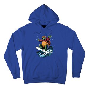 Funny Gift Turtle On A Snowboard Snowboarding Hoodie