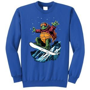 Funny Gift Turtle On A Snowboard Snowboarding Sweatshirt