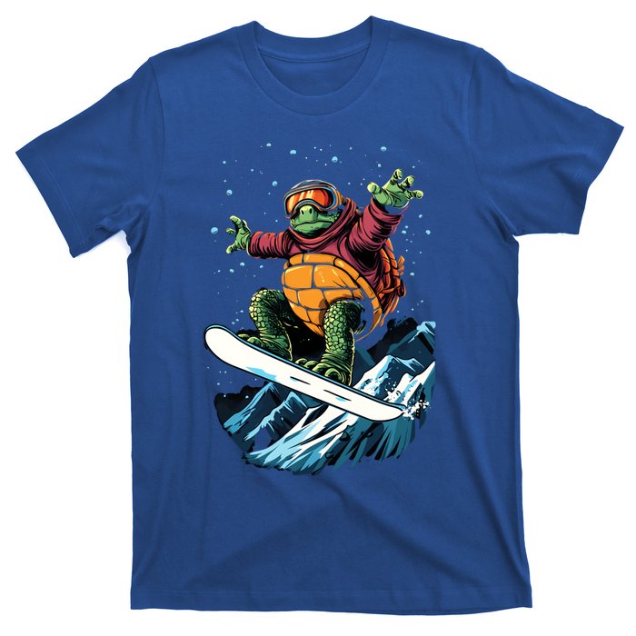 Funny Gift Turtle On A Snowboard Snowboarding T-Shirt