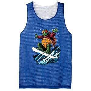 Funny Gift Turtle On A Snowboard Snowboarding Mesh Reversible Basketball Jersey Tank