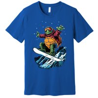 Funny Gift Turtle On A Snowboard Snowboarding Premium T-Shirt