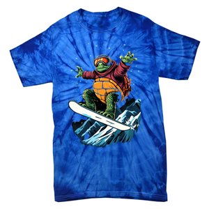 Funny Gift Turtle On A Snowboard Snowboarding Tie-Dye T-Shirt