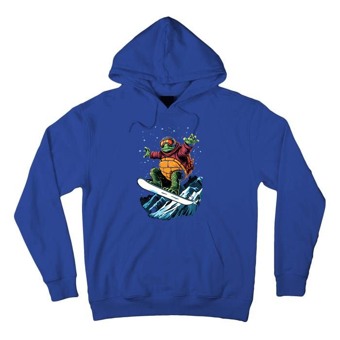 Funny Gift Turtle On A Snowboard Snowboarding Tall Hoodie